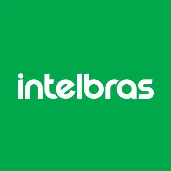 O logotipo da intelbras está em um fundo verde.