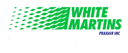 O logotipo da white martins é verde e branco em um fundo branco.